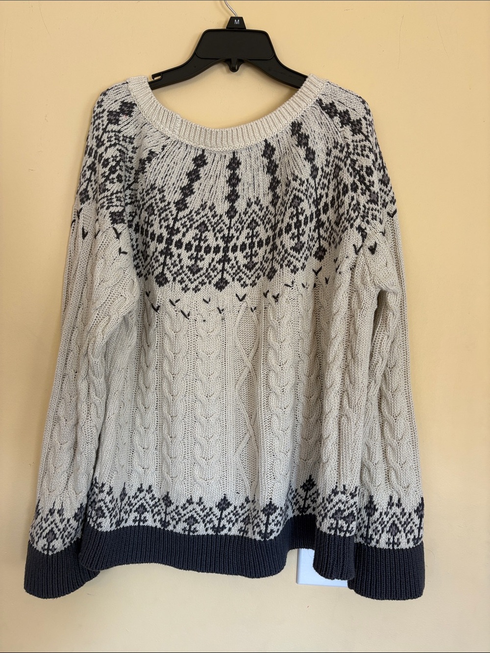 Anthropologie Cream Cable-Knit Sweater with Multicolor Floral Embroidery - Picture 5 of 5